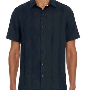 Scotch & Soda Men's Navy Short Sleeve Shirt - Linen Blend